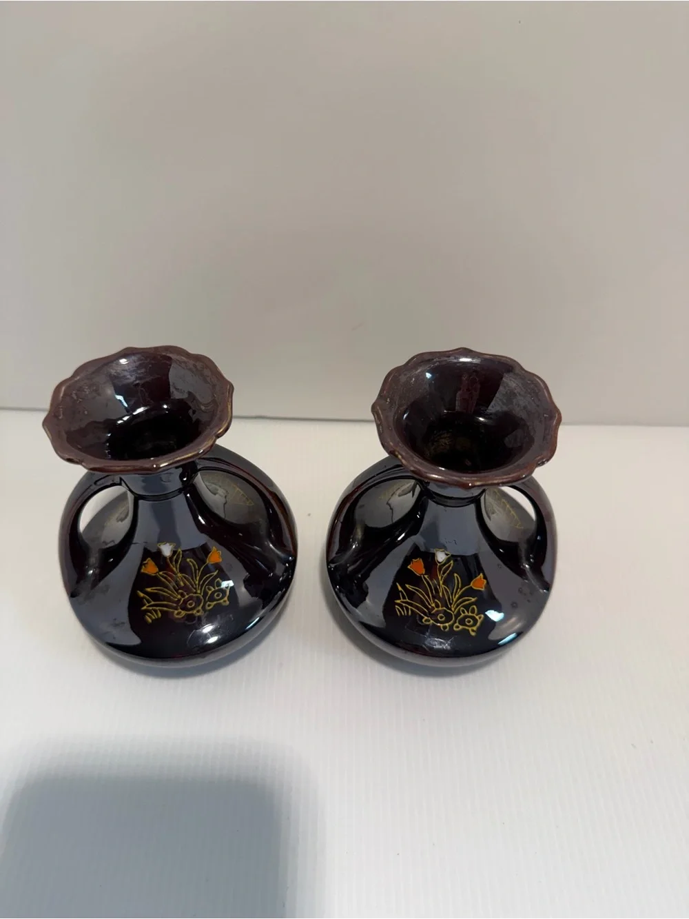 50’s-60’s Vintage Mid-Century Japan Floral Bud Vases - Set of 2